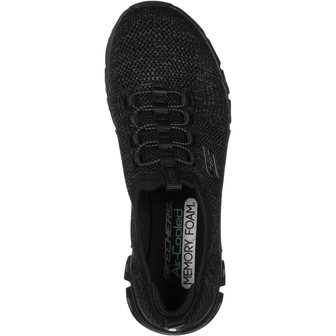 Women's Wide Fit Skechers 104198 Glide Step Grand Flash Trainers - Black in Black - Image 5