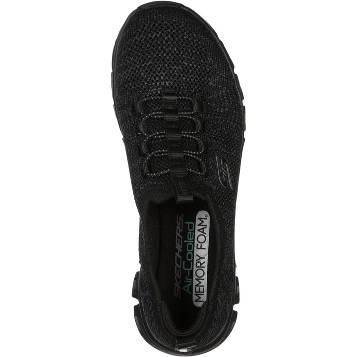 Women's Wide Fit Skechers 104198 Glide Step Grand Flash Trainers - Black in Black - Image 1