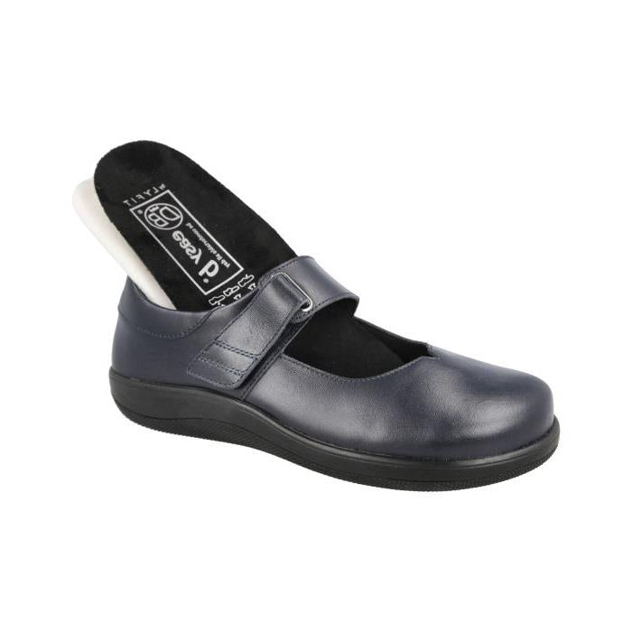 Women's Wide Fit DB Vista Shoes in Black Leather - Image 1