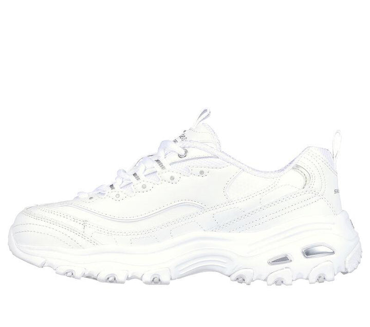 Women's Wide Fit Skechers 11931EW D'lites Fresh Start Trainers in White/Silver - Image 1