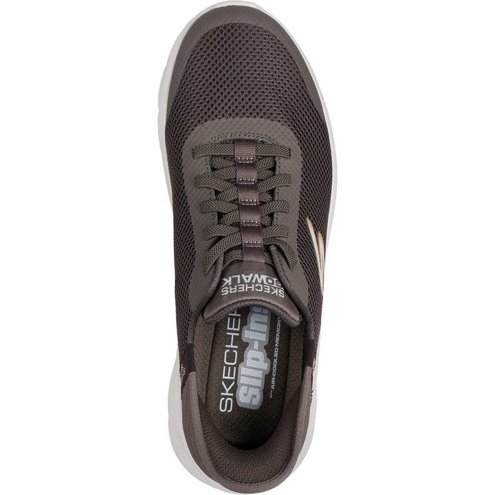 Men's Wide Fit Skechers 216324 Slip-ins Go Walk Flex Hands Up Trainers in Brown - Image 1
