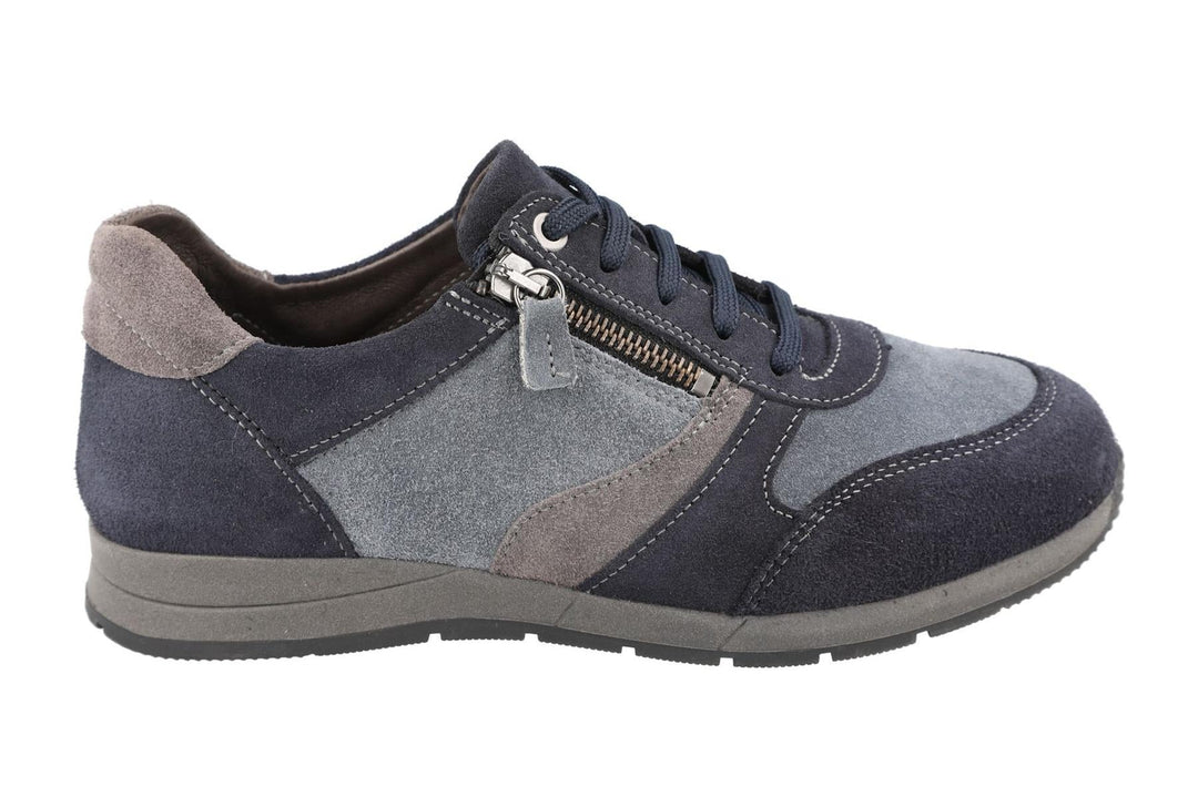 Women's Wide Fit DB Kingfisher Trainers in Blue Suede Multi - Image 2