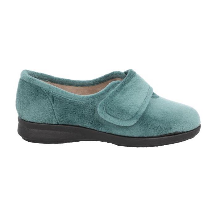 Women's Wide Fit DB Fountain Slippers in Sky Blue Velour - Image 1