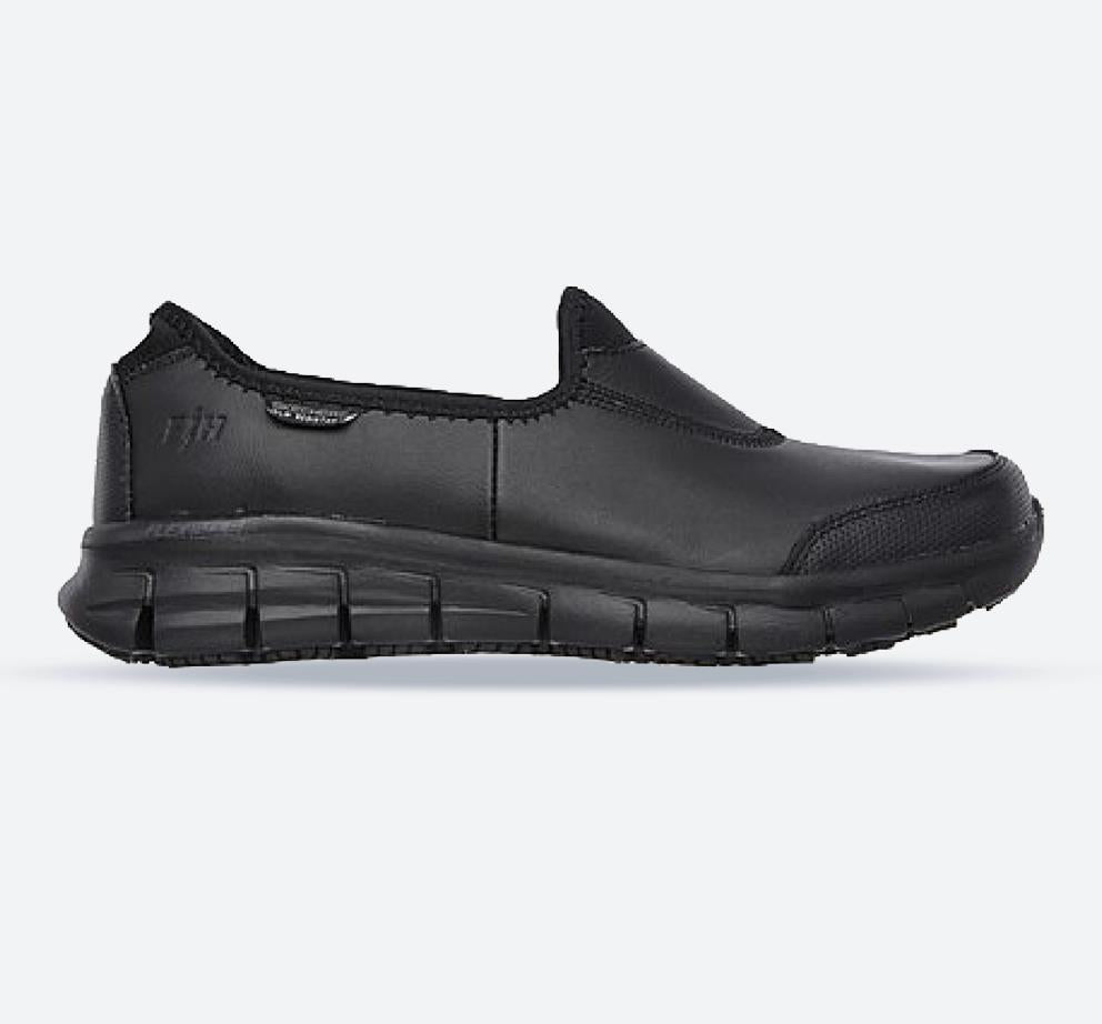 Women's Wide Fit Skechers 76536EC Sure Track Relaxed Fit Trainers in Black - Image 1