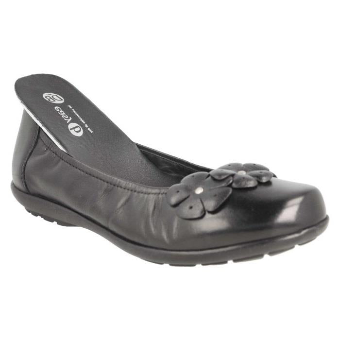 Women's Wide Fit DB Imani Ballet Pumps in Black Leather - Image 5