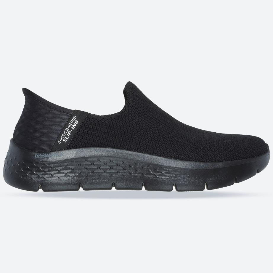 Women's Wide Fit Skechers Slip-ins 124820 Go Walk Flex Sunset Trainers in Black - Image 1