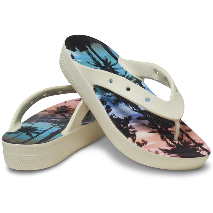 Women's Crocs 208770 Nostalgia Platform Flip Flop in Bone/Multi - Image 1