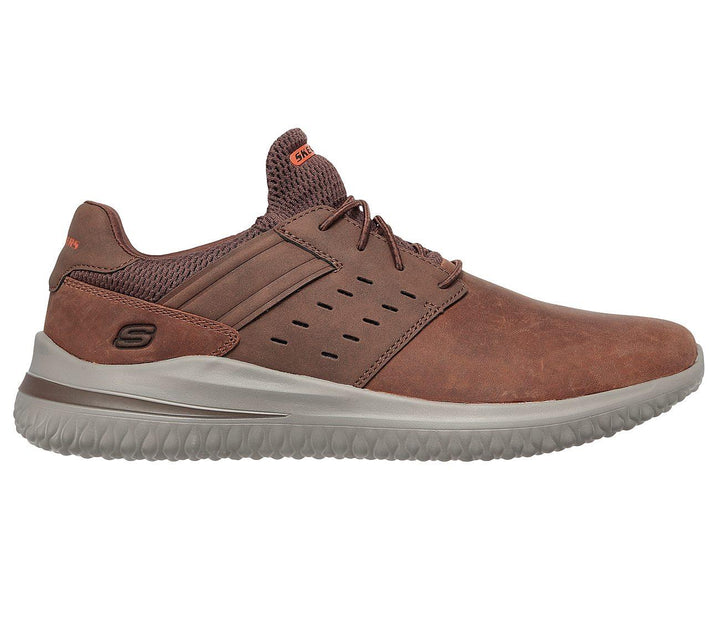 Mens Wide Fit Skechers Street Wear Delson 3.0 210308W Luxury Walking Trainers - Brown in Brown - Image 1