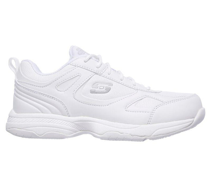 Women's Wide Fit Skechers 77200EC Relaxed Fit Dighton Bricelyn Work Shoes in White - Image 1