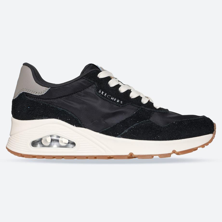 Women's Wide Fit Skechers 177857 Uno Vintage Dayz Trainers in Black - Image 1