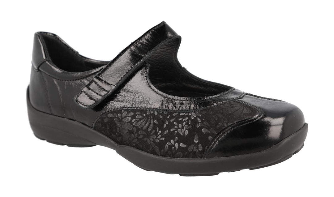 Womens Wide Fit DB Winnipeg Sandals in Black / Stretch - Image 8