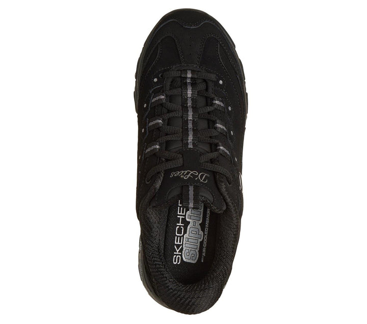 Women's Wide Fit Skechers 150543W Slip-ins D'Lites Classic Remix Trainers in Black - Image 1