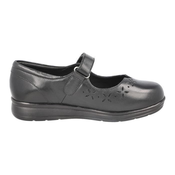 Women's Wide Fit DB Liskeard Shoes in Black Leather - Image 1