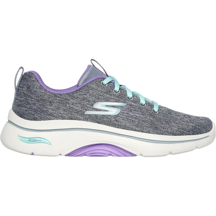 Women's Wide Fit Skechers 125311 Go Walk Arch Fit 2.0 Vivid Trainers in Grey/Lavender - Image 1
