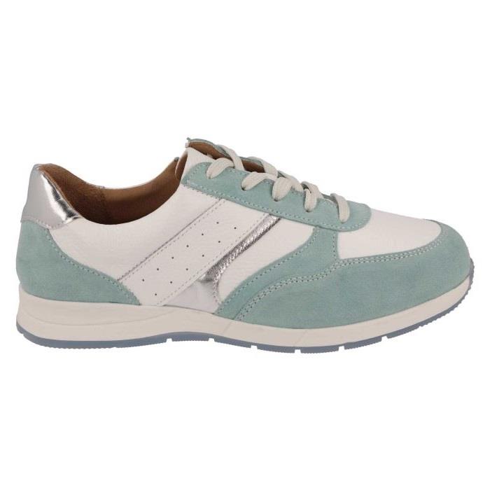 Women's Wide Fit DB Miriam Trainers in Blue Suede / White Leather - Image 10