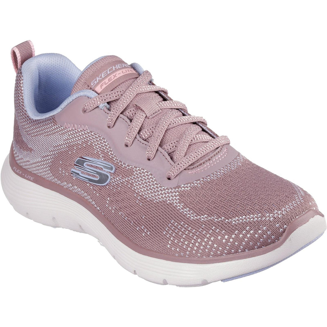 Women's Wide Fit Skechers 150210 Flex Appeal 5.0 Cruising Thru Trainers in Mauve/Light Blue - Image 3