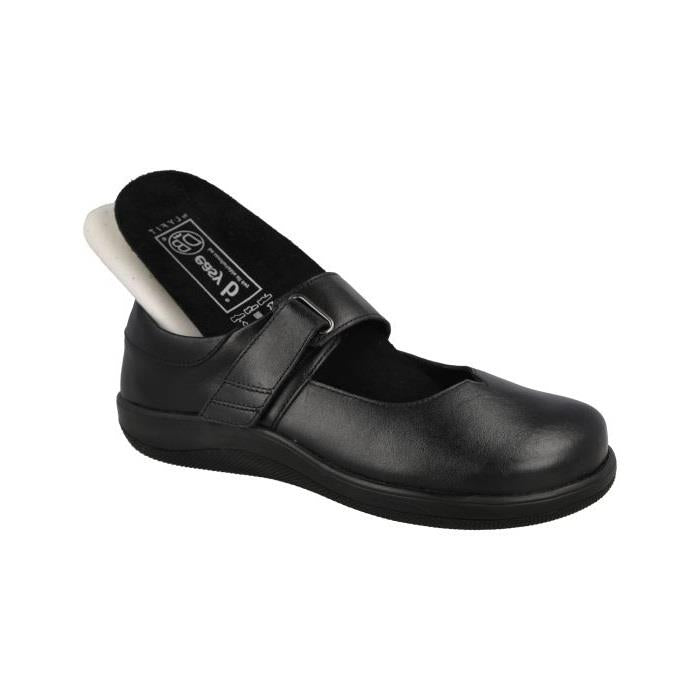 Women's Wide Fit DB Vista Shoes in Black Leather - Image 6