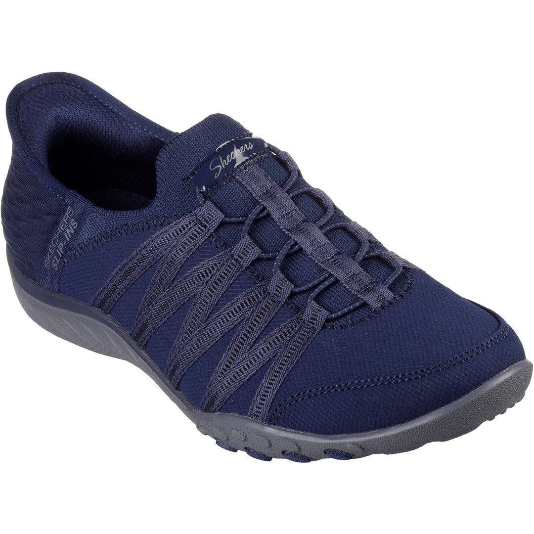 Women's Wide Fit Skechers 100593 Breathe Easy Roll With Me Trainers - Navy in Navy - Image 3