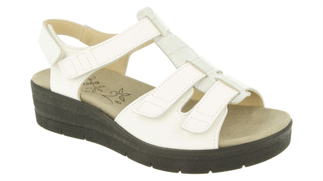 Womens Wide Fit DB Tuft Sandals in Black Leather - Image 8