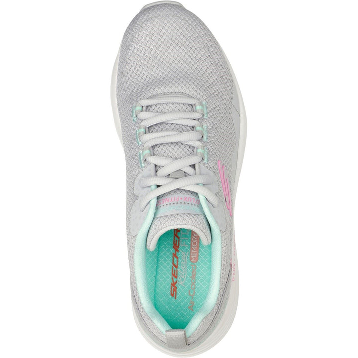 Women's Wide Fit Skechers 149835 D'Lux Fitness Roam Free Trainers in Light Grey/Multi - Image 1