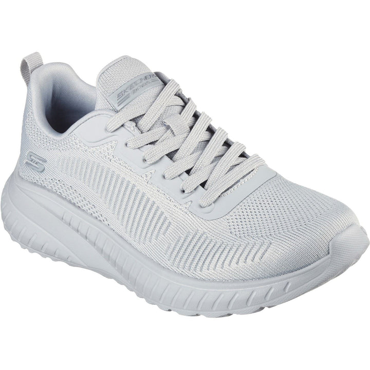 Women's Wide Fit Skechers Bobs Squad Chaos Face Off 117209 Vegan Trainers - Light Grey in Light Grey - Image 1
