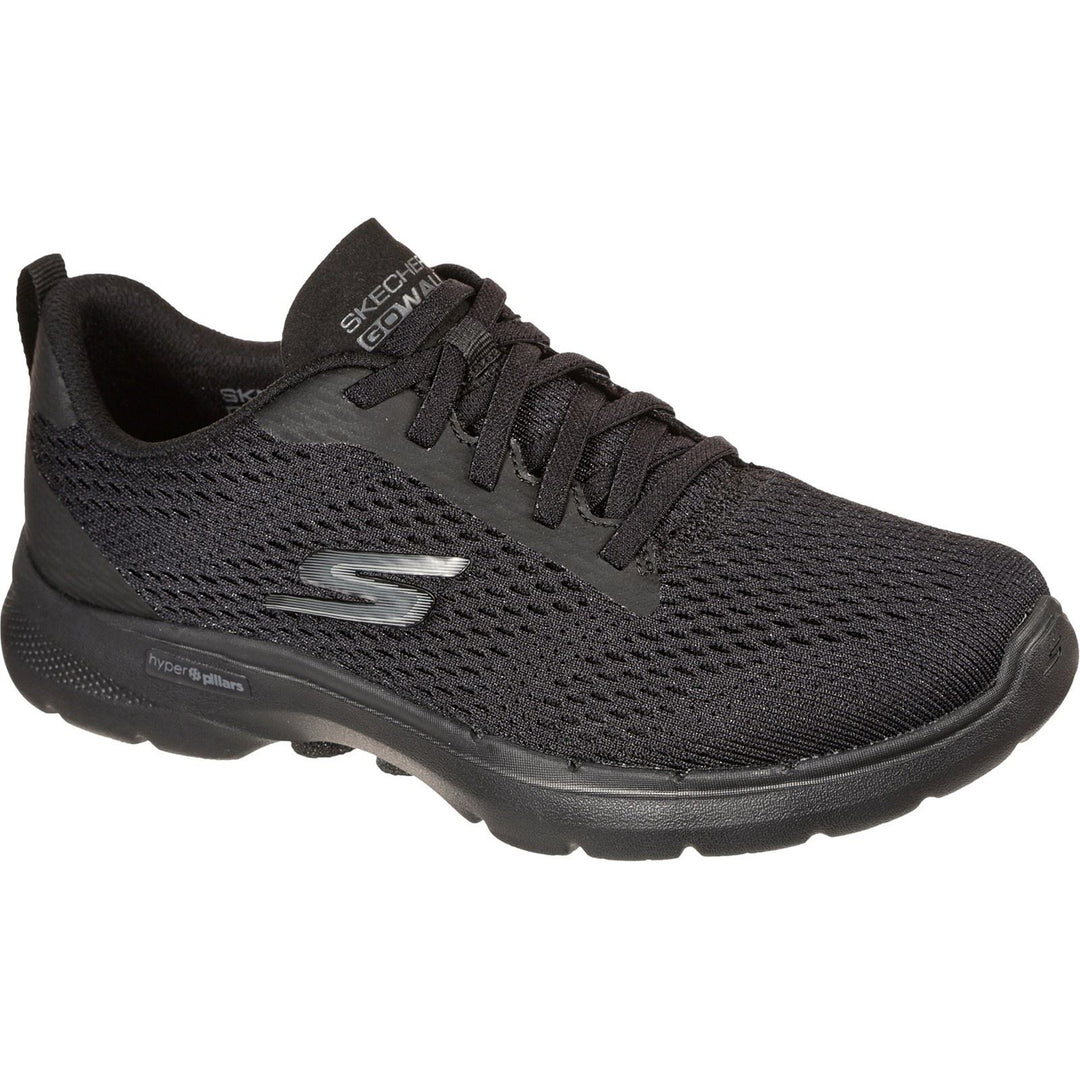 Women's Wide Fit Skechers 124512 Go Walk 6 Bold Vision Trainers in Black - Image 3