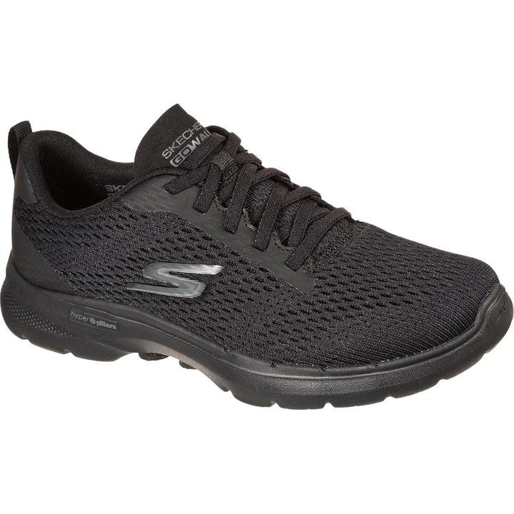 Women's Wide Fit Skechers 124512 Go Walk 6 Bold Vision Trainers in Black - Image 1