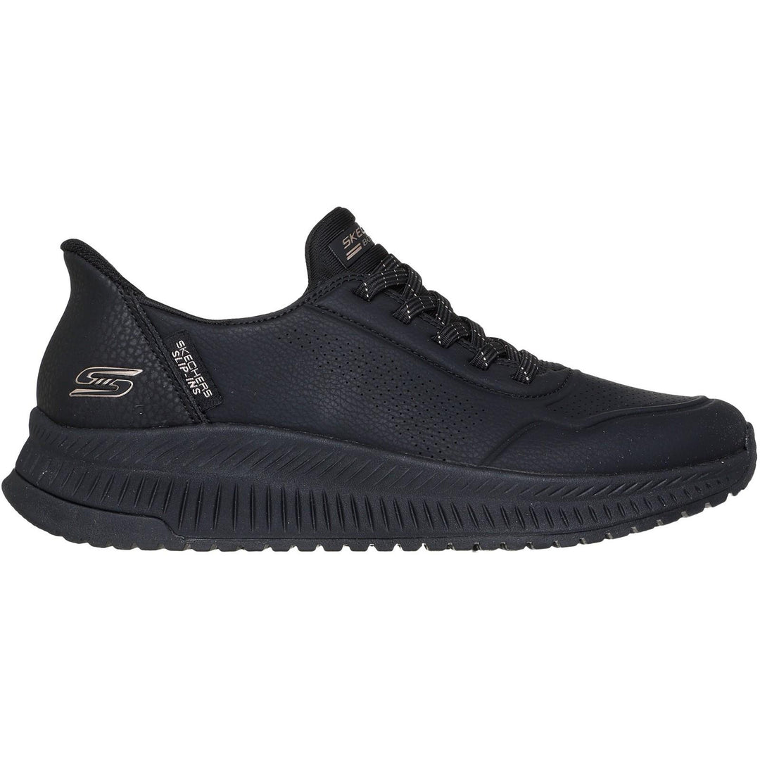 Women's Wide Fit Skechers 117740 Slip-ins Bobs Squad 4 Key Look Trainers in Black - Image 2