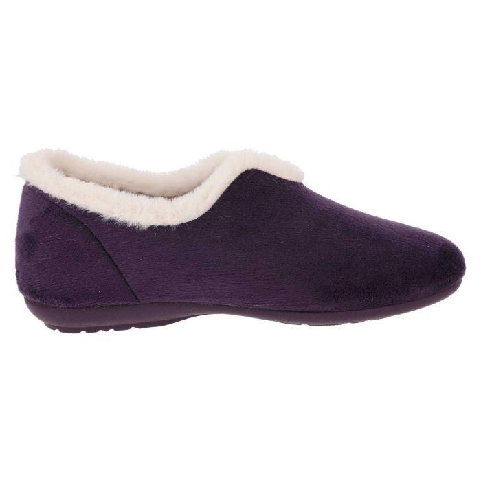 Women's Wide Fit DB Faye Slip on Slippers in Red Velour - Image 9