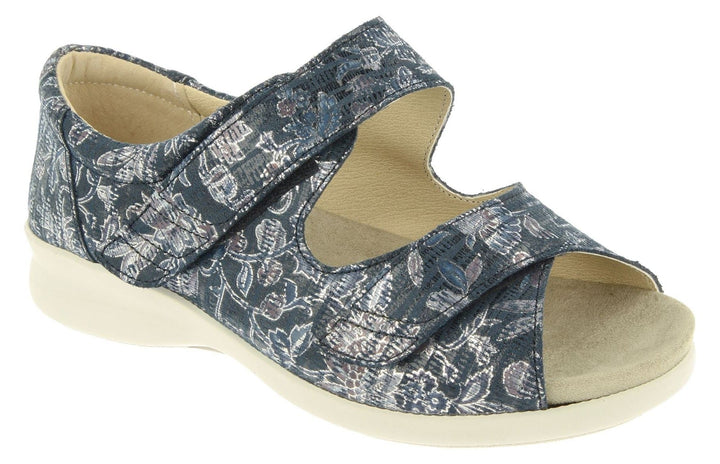 Womens Wide Fit DB Eider Sandals in Navy Print Nubuck - Image 1