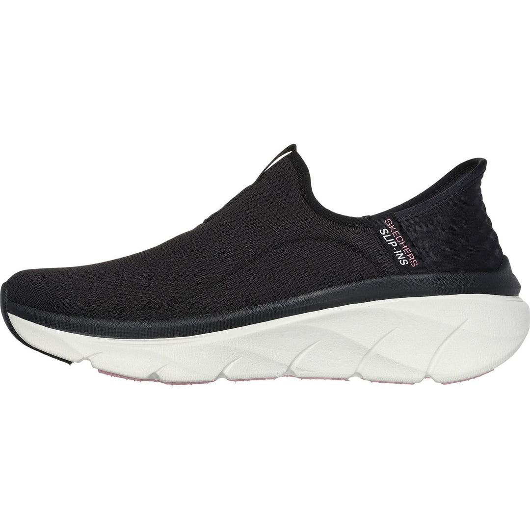 Women's Relaxed Fit Skechers 150099 Slip-ins Sport D'lux Walker 2.0 Happy Step Trainers in Black/Pink - Image 4