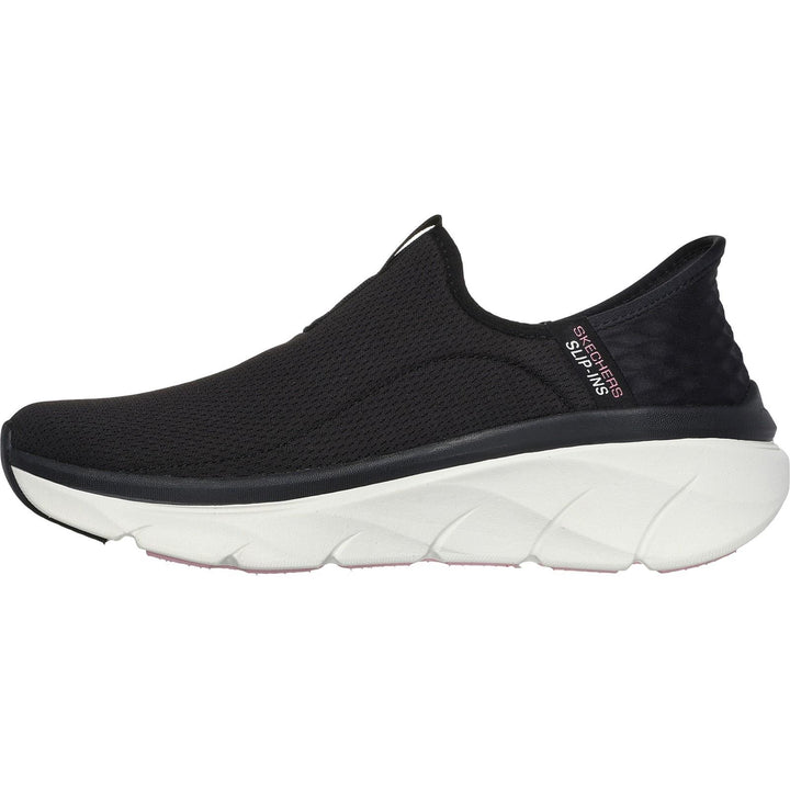 Women's Relaxed Fit Skechers 150099 Slip-ins Sport D'lux Walker 2.0 Happy Step Trainers in Black/Pink - Image 1