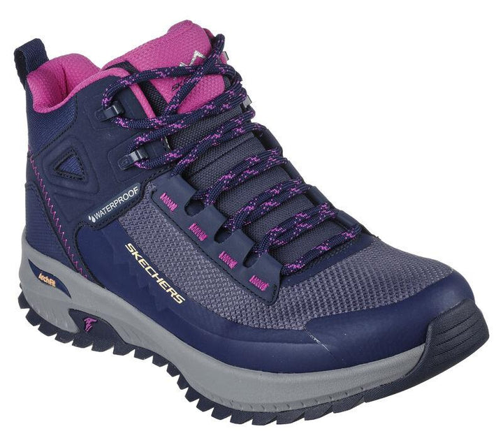 Women's Wide Fit Skechers 180086 Arch Fit Discover Elevation Gain Boots in Navy/Purple - Image 1