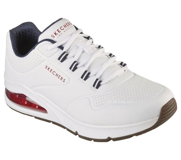 Men's Wide Fit Skechers 232181 Uno 2 Walking Trainers in White/Navy - Image 1