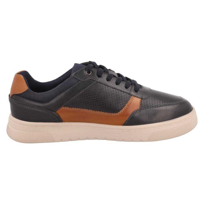 Men's Wide Fit DB Arlo Shoes in Navy / Light Tan Leather - Image 4