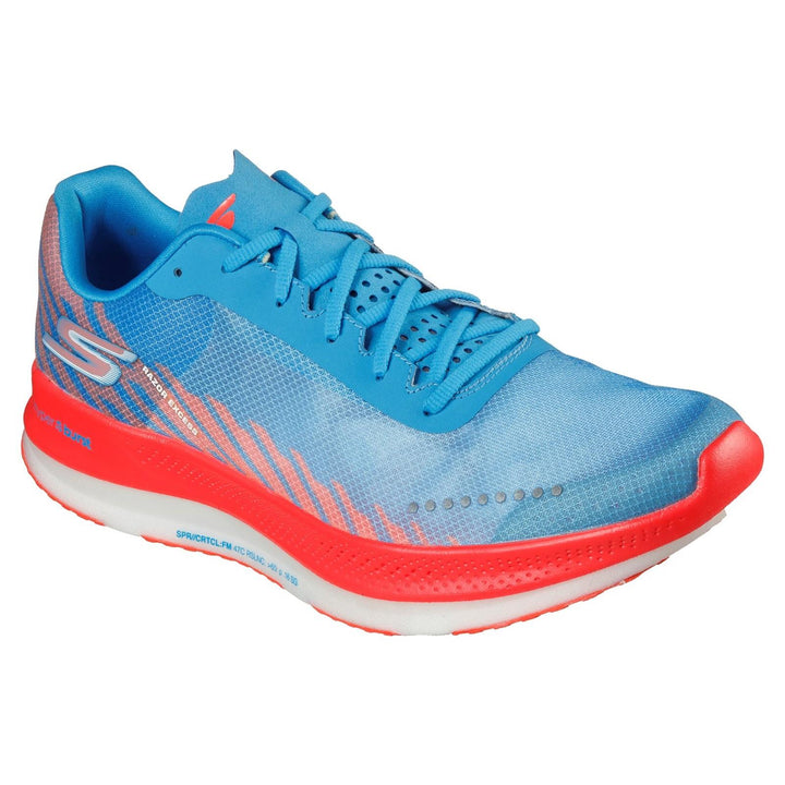 Men's Wide Fit Skechers Go Run Razor Excess Sports Trainers in Blue/Coral - Image 1