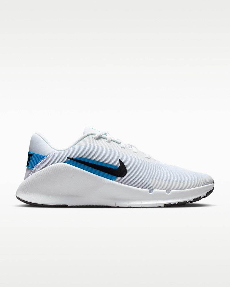 Men's Wide Fit Nike Flex HV9977-101 Running Trainers in White/Black Blue - Image 2