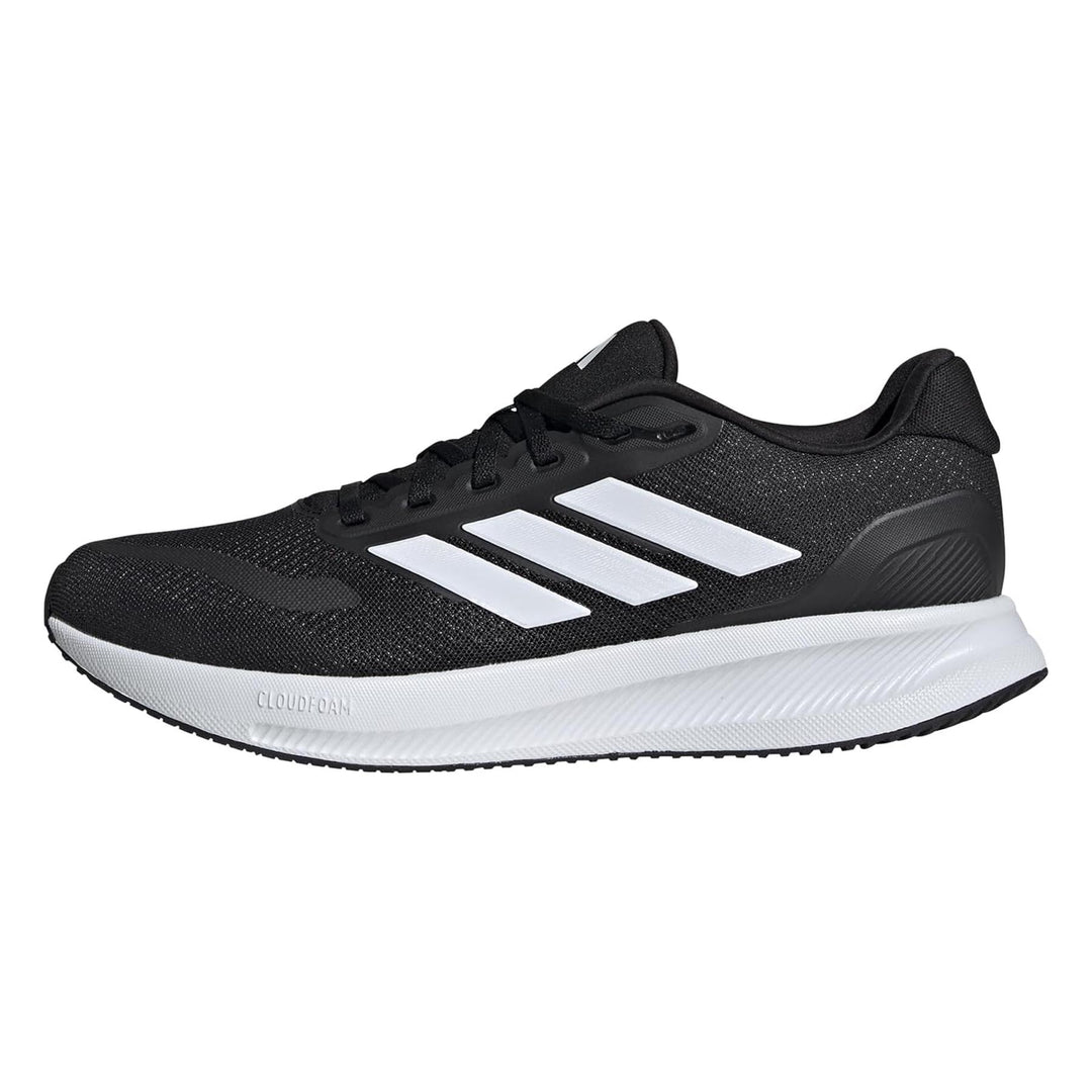 Men's Wide Fit Adidas Runfalcon 5 Walking/Running Trainers in Black/White - Image 13