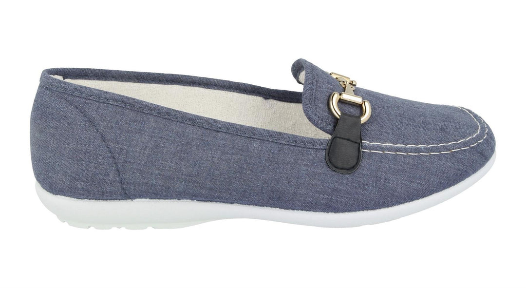 Womens Wide Fit DB Alpha Canvas Shoes in Navy - Image 5