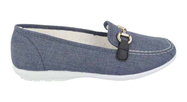 Womens Wide Fit DB Alpha Canvas Shoes in Navy - Image 1