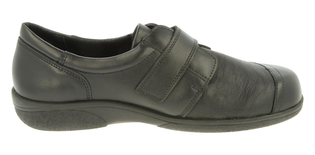 Womens Wide Fit DB Owl Shoes in Black / Stretch - Image 4
