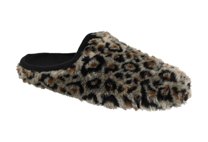 Womens Wide Fit DB Bittern Mules in Grey Animal Print - Image 1