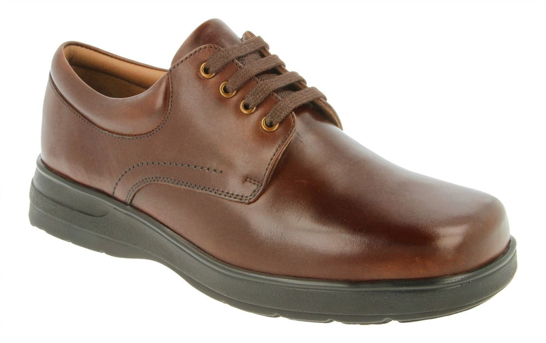 Mens Wide Fit DB Bob Lace Up Luxury Shoes in Black Leather - Image 7