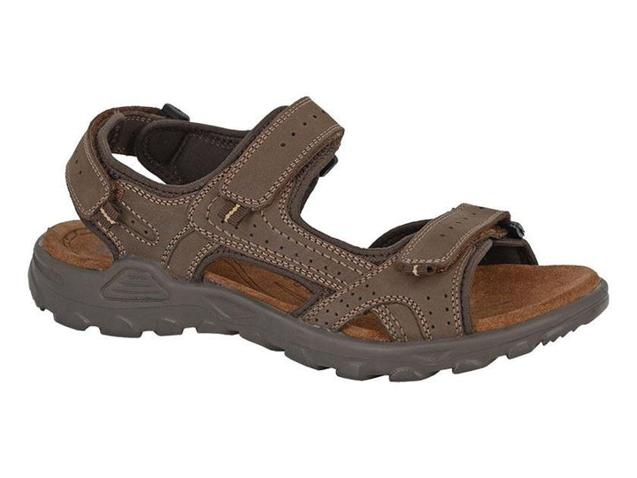 Mens Wide Fit Roamers M 422B Sandals in Brown Leather - Image 1