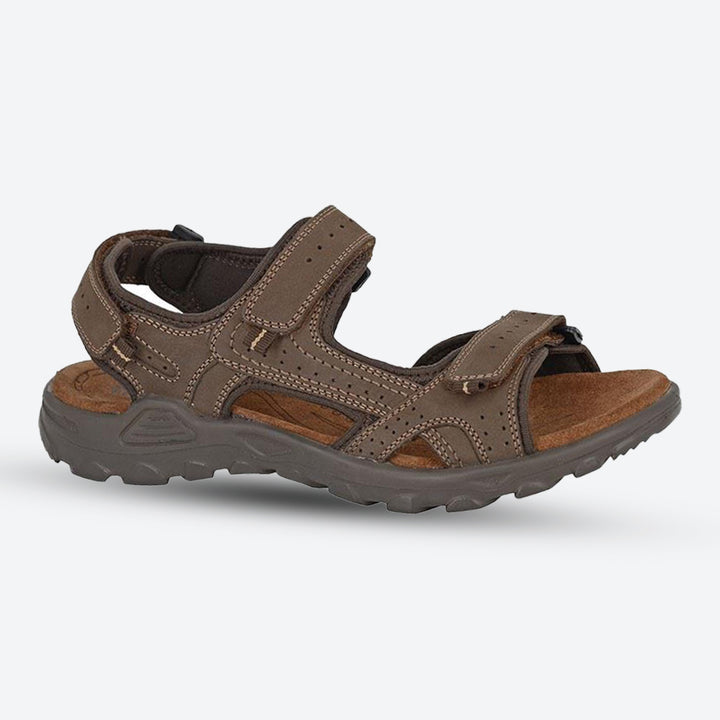 Mens Wide Fit Roamers M 422B Sandals in Brown Leather - Image 1