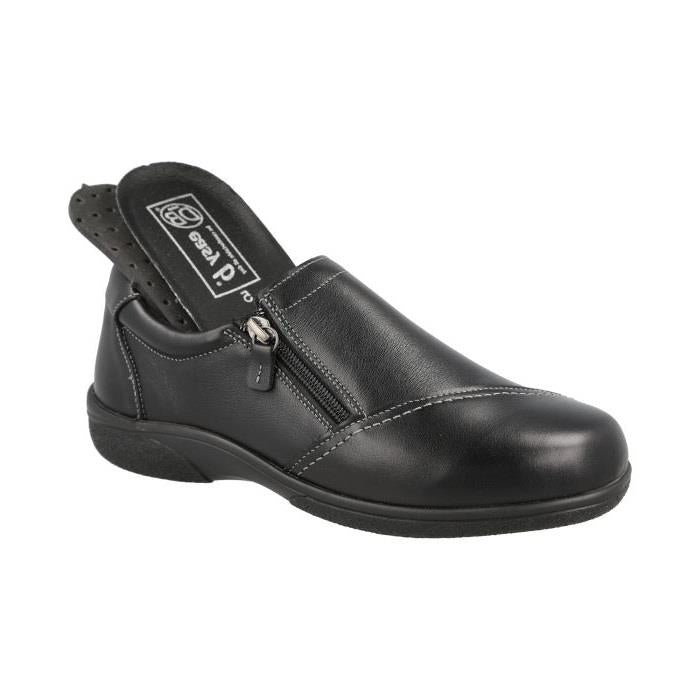 Women's Wide Fit DB Haven Shoes in Black Leather - Image 1