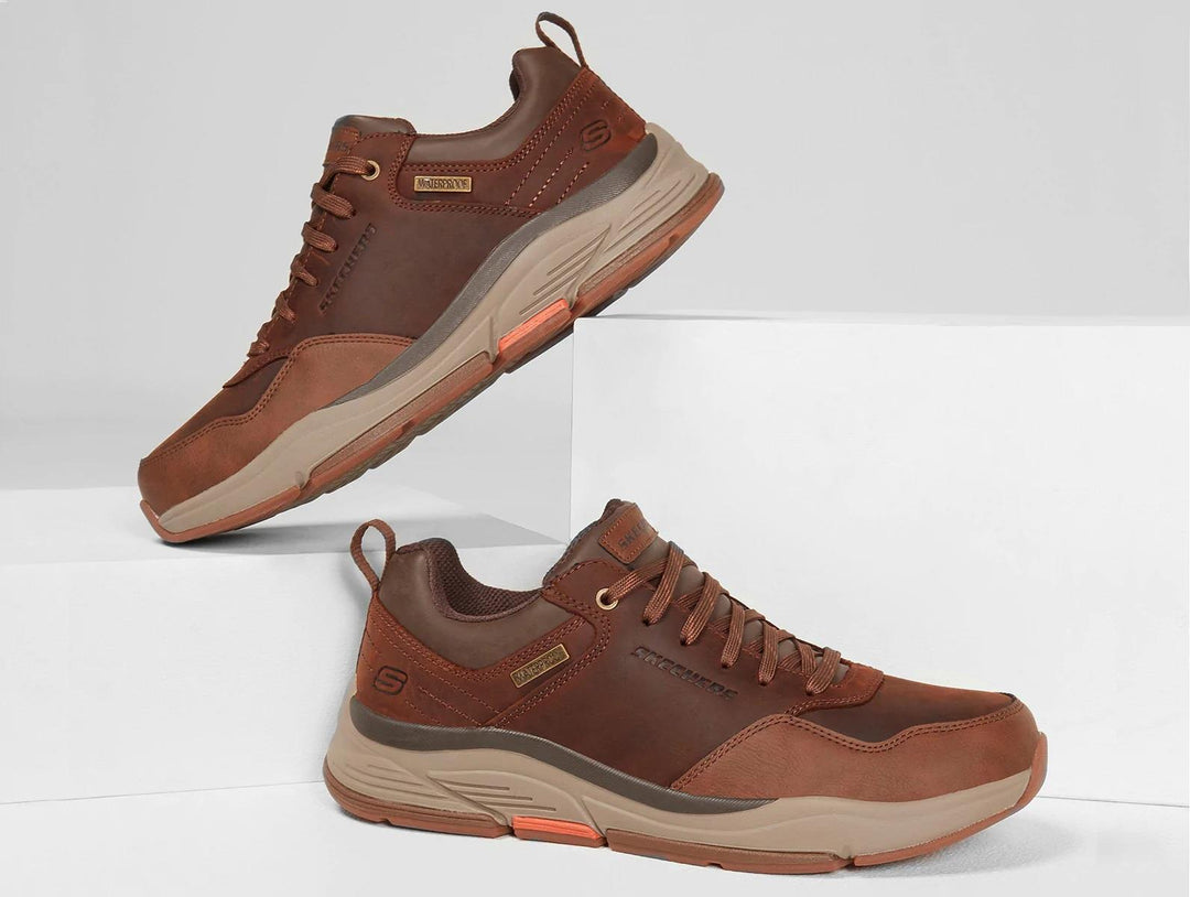 Men's Wide Fit Skechers 210021 Benago Hombre Walking Trainers - Dark Brown in Dark Brown - Image 5
