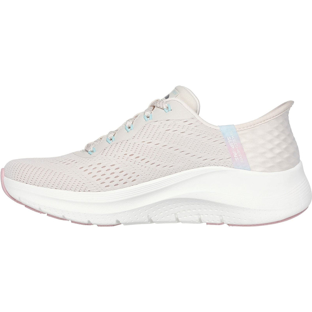 Women's Wide Fit Skechers 150066 Slip-ins Arch Fit 2.0 Easy Chic Trainers in Natural/Pink - Image 4