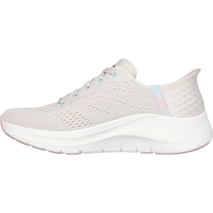 Women's Wide Fit Skechers 150066 Slip-ins Arch Fit 2.0 Easy Chic Trainers in Natural/Pink - Image 1