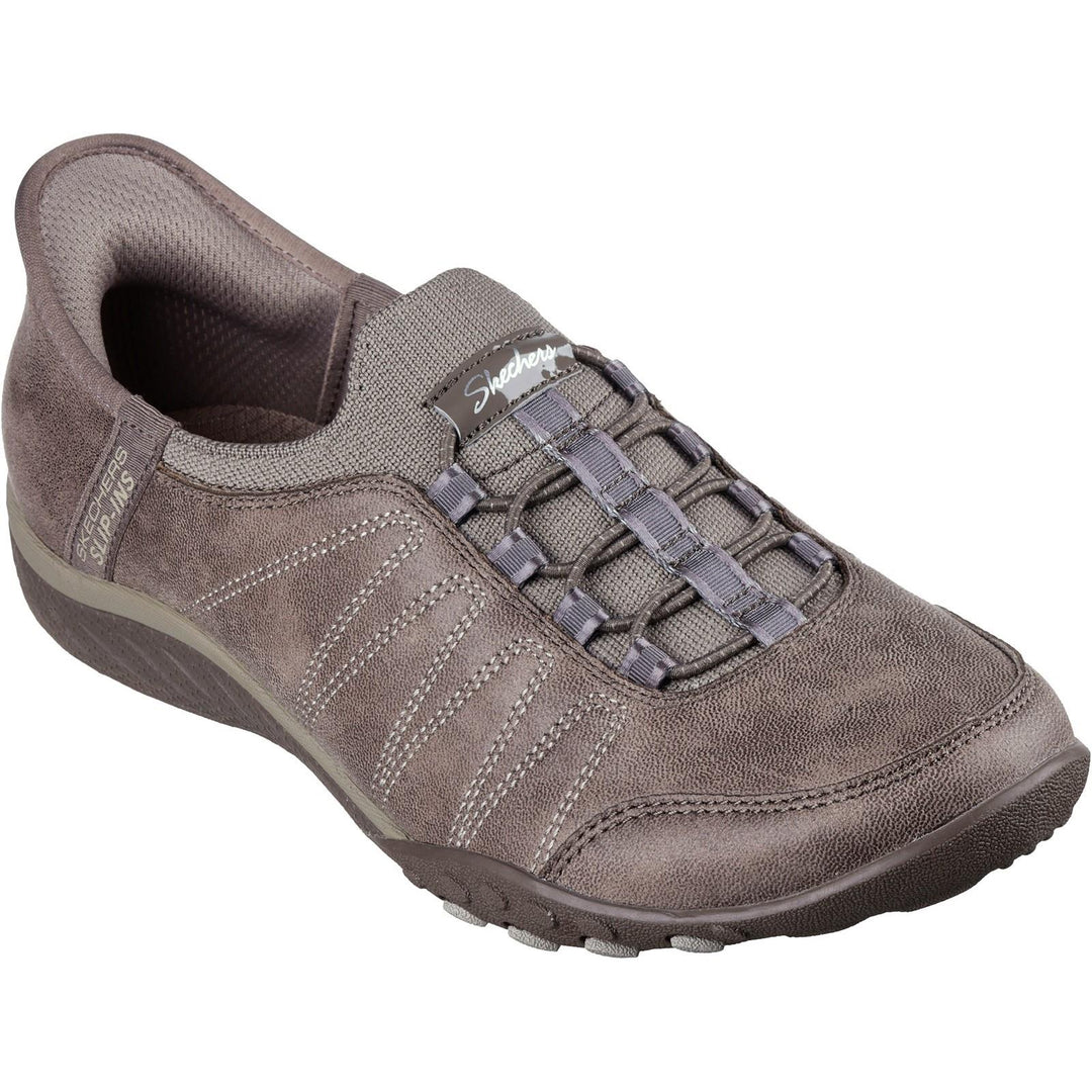 Women's Relaxed Fit Skechers 100615 Slip-ins Breathe Easy Home Body Shoes in Dark Taupe - Image 3